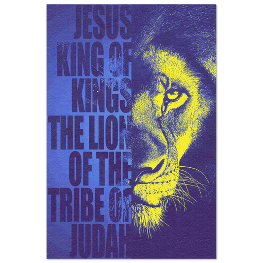 Jesus King of Kings Lion Christian printable wall art featuring a bold lion design declaring the Lion of the Tribe of Judah.