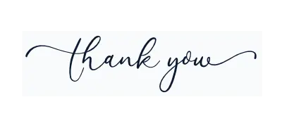 text written: Thank you on white background