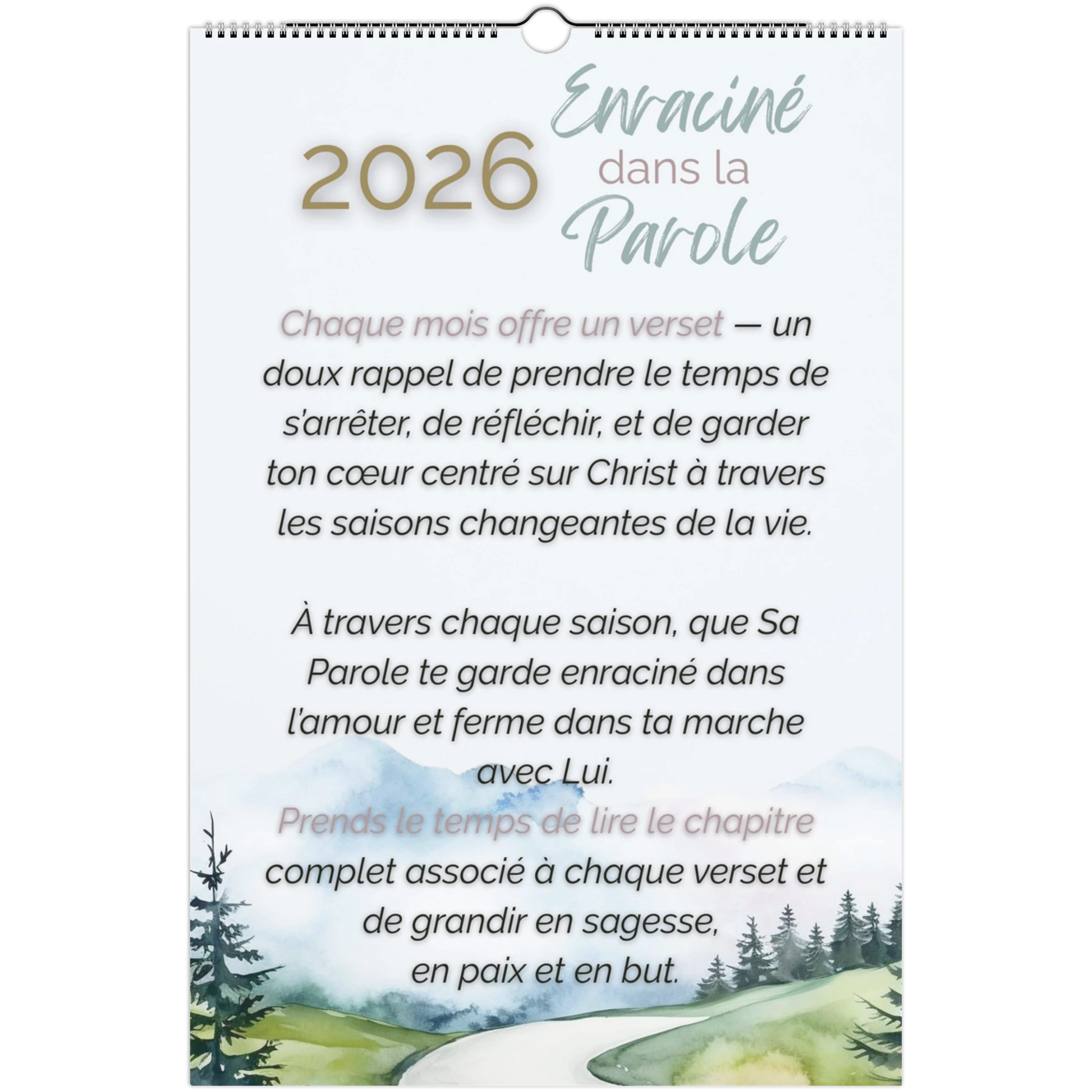 2026 calendar with nature-themed cover and text