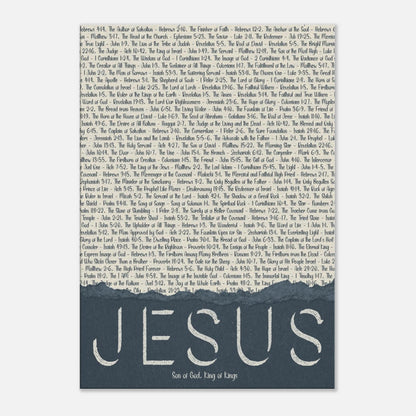 Poster with religious text and 'Jesus' at the bottom on a white background