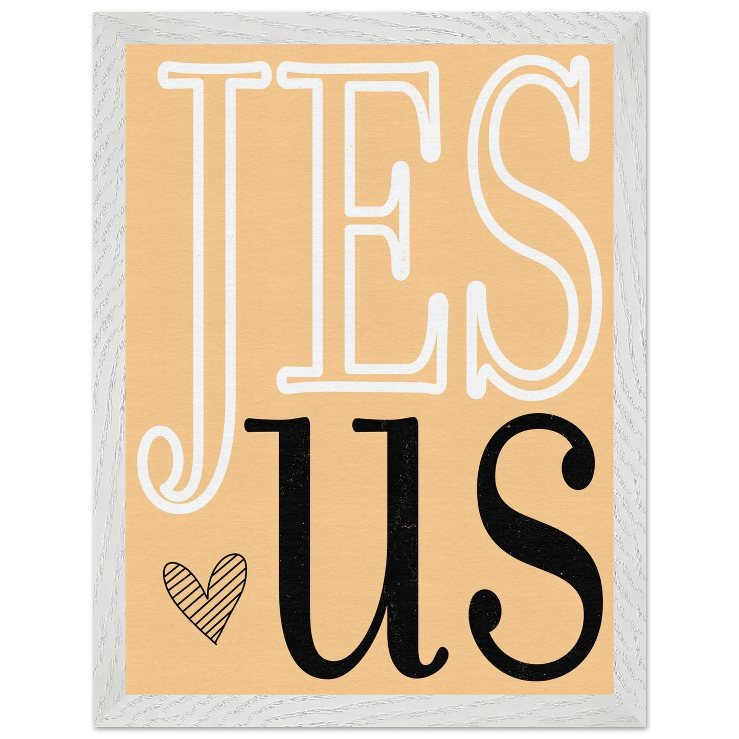 Decorative blanket with 'Jesus' text on a beige background