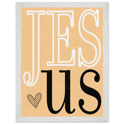 Decorative blanket with 'Jesus' text on a beige background