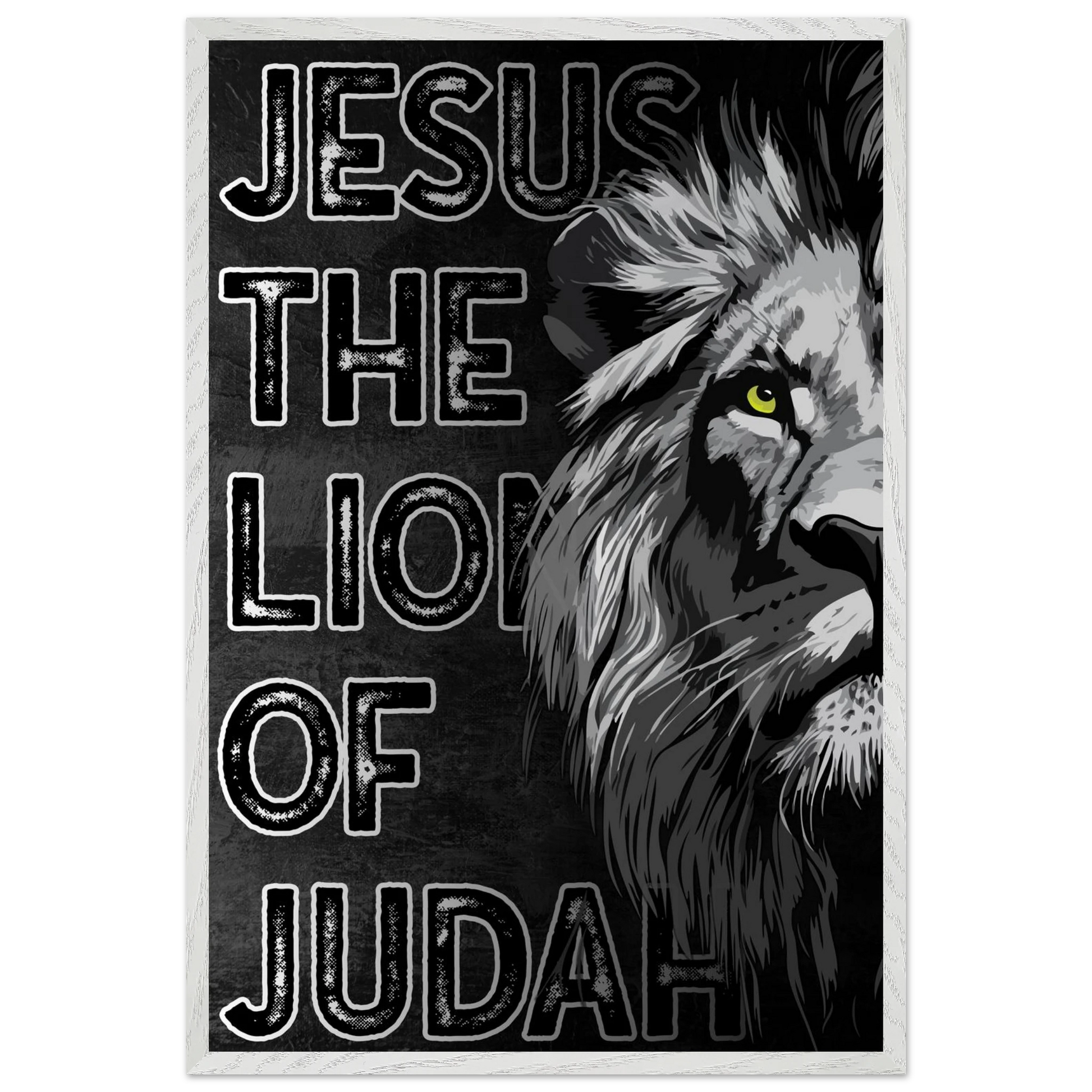 Lion with text 'Jesus the Lion of Judah' on a black background