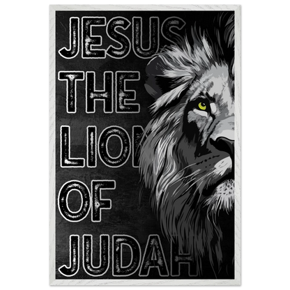 Lion with text 'Jesus the Lion of Judah' on a black background
