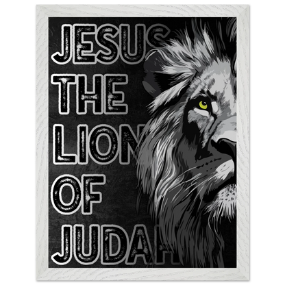Lion with text 'Jesus the Lion of Judah' on a black background
