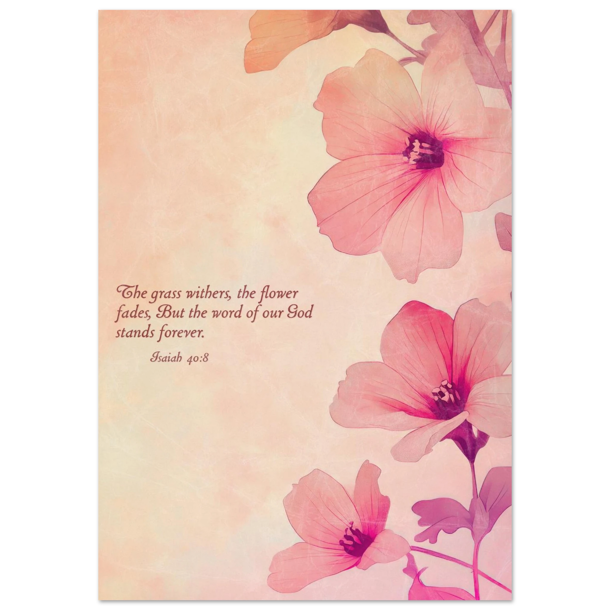 Floral design with a quote on a soft pink background