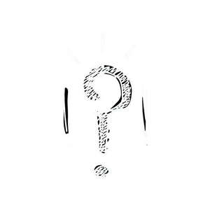 Black question mark on a white background