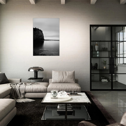 Modern living room with a sofa, coffee table, and wall art.