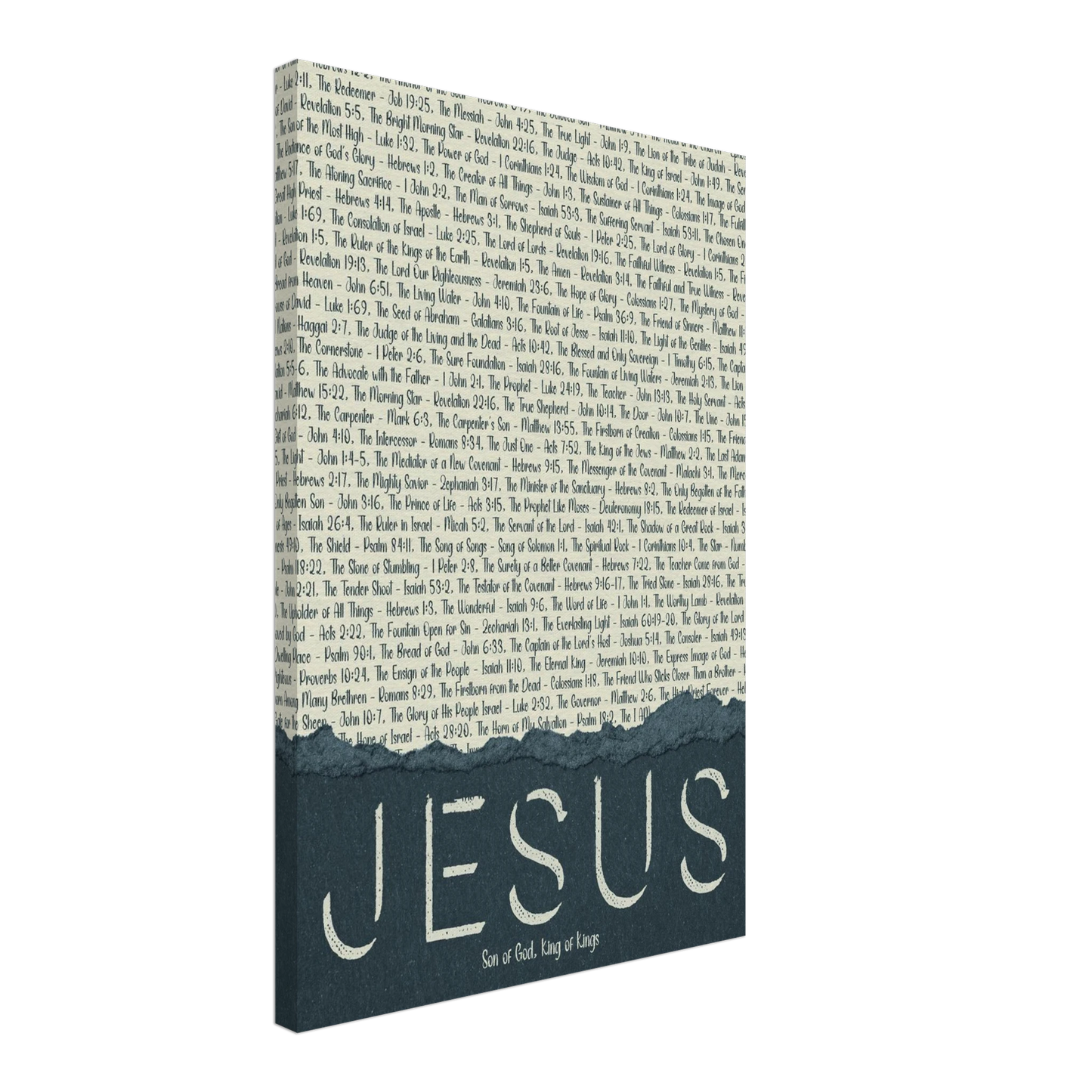 Canvas wall art with text and 'Jesus' on a white background