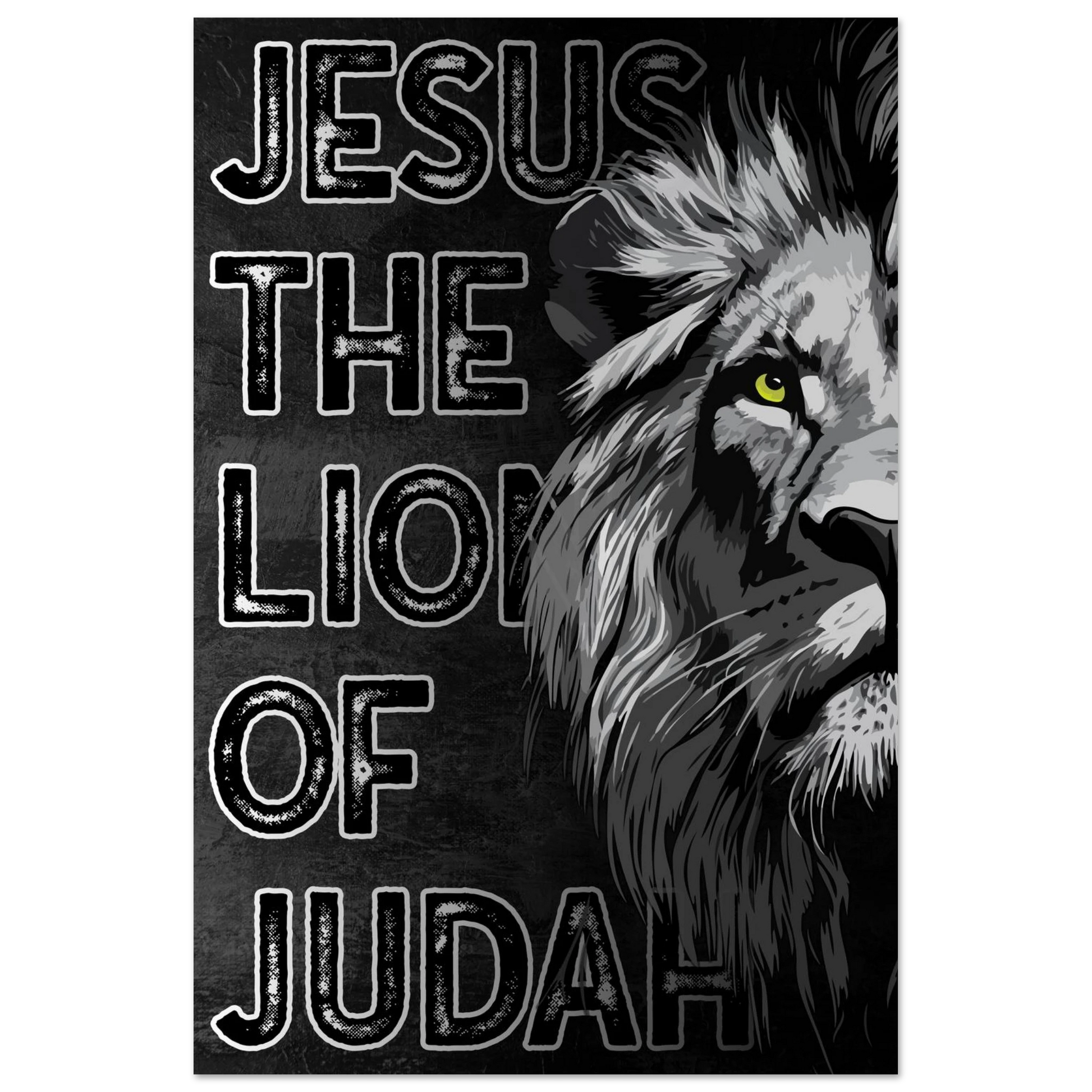 Lion with text 'Jesus the Lion of Judah' on a dark background