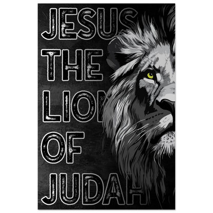 Lion with text 'Jesus the Lion of Judah' on a dark background
