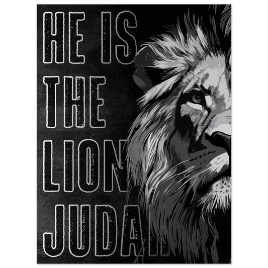 The Lion of Judah Revelation 5:5 Christian printable wall art featuring a bold black and white lion design declaring the strength and authority of Jesus.